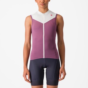 Camisa Castelli SOLARIS SLEEVELESS Feminino Roxo Escuro Branco | NLKEP5097