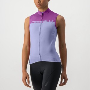 Camisa Castelli VELOCISSIMA SLEEVELESS Feminino Roxo Branco | QZJOD1230