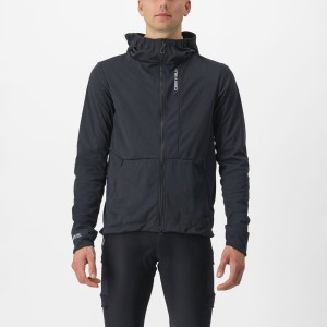 Casacos Castelli TRAIL HOODIE Masculino Pretas | LDBHY3851