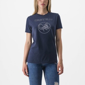 Casual Castelli PEDALARE TEE Feminino Azuis | RJQHV9413