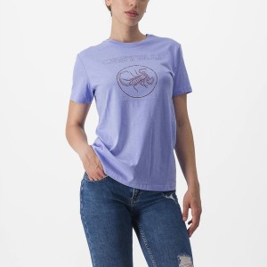 Casual Castelli PEDALARE TEE Feminino Roxo Branco | VHKQR4821