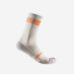 Meias Castelli UNLIMITED 18 Masculino Prateadas Laranja Vermelhas | FNLBK6083