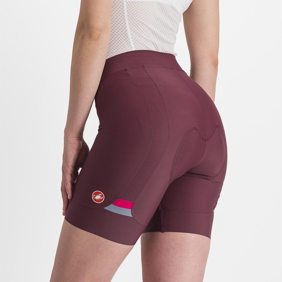 Calção Castelli PRIMA Feminino Bordeaux Escuro Vermelhas | EWYKS7859