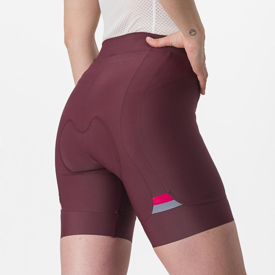 Calção Castelli PRIMA Feminino Bordeaux Escuro Vermelhas | EWYKS7859