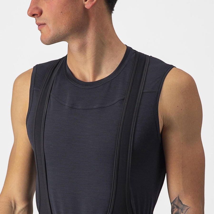 Camada Base Castelli BANDITO WOOL SLEEVELESS Masculino Pretas | TVKQI7082