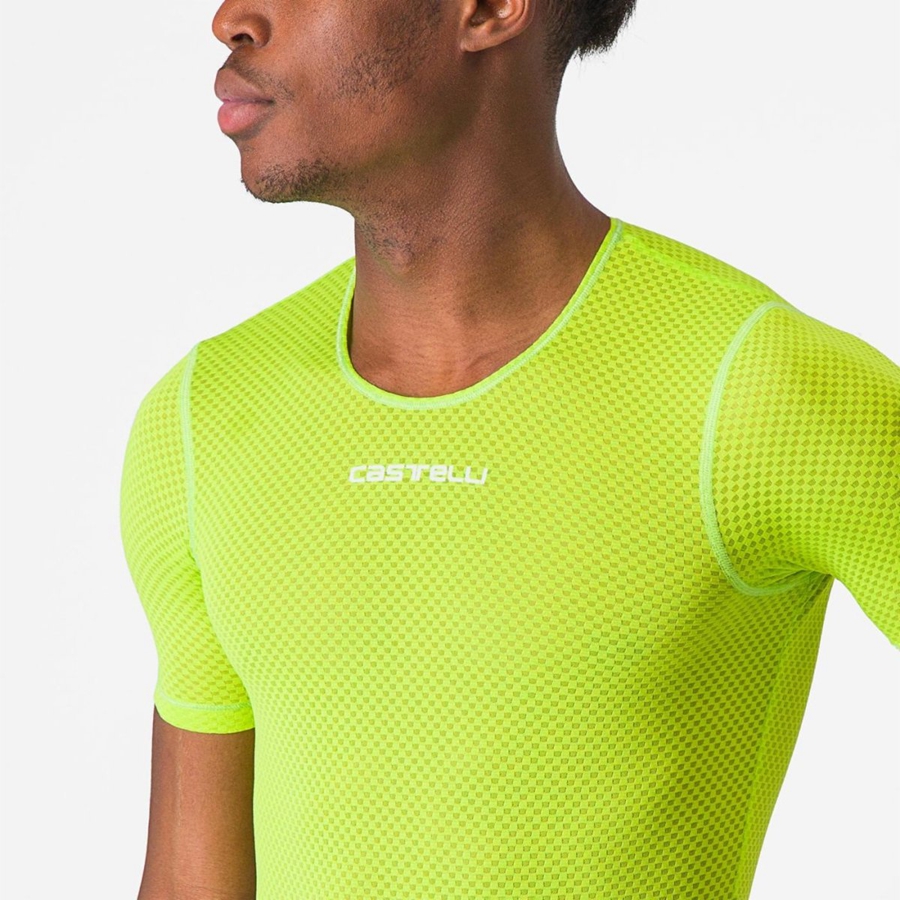 Camada Base Castelli PRO MESH 2.0 SHORT SLEEVE Masculino Luz Verdes | AHPYC2834