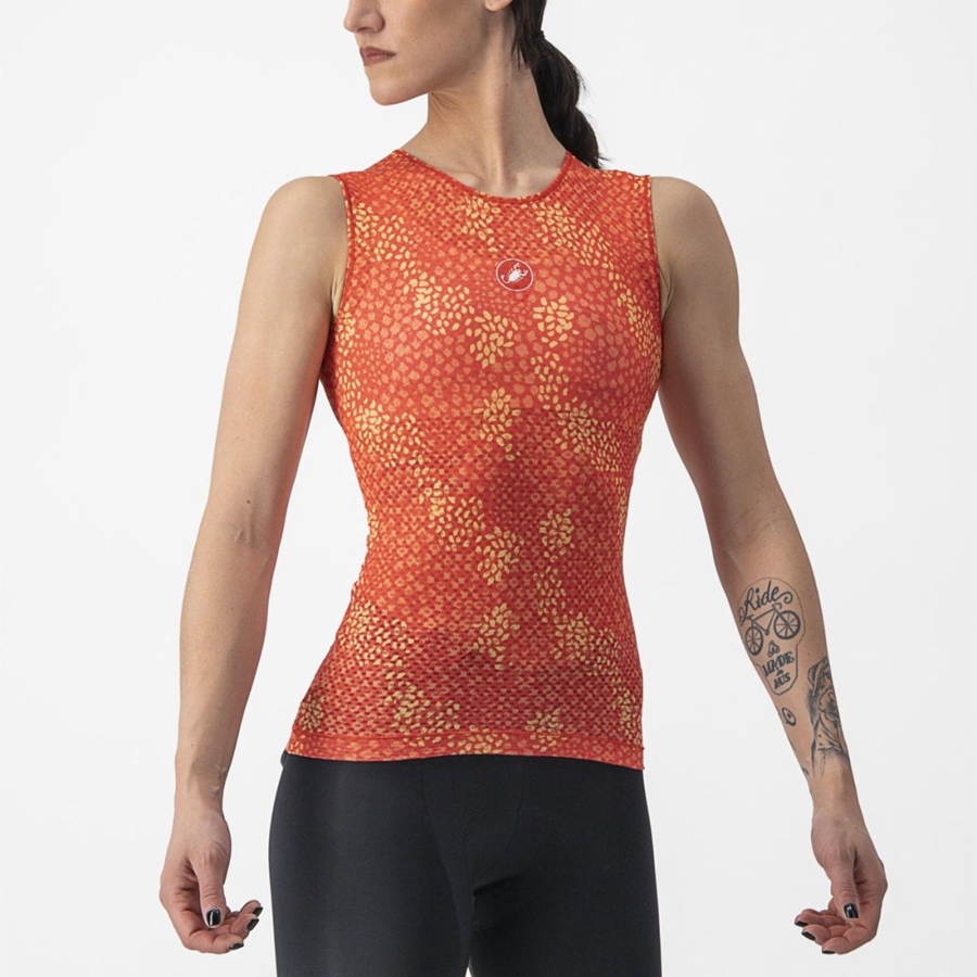 Camada Base Castelli PRO MESH 4 W SLEEVELESS Feminino Laranja | WFNVZ9516