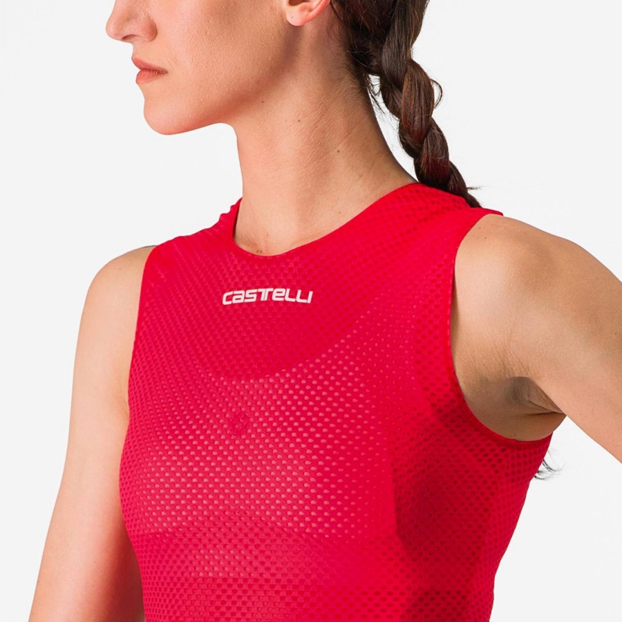 Camada Base Castelli PRO MESH W SLEEVELESS Feminino Vermelhas | HQIKL3520