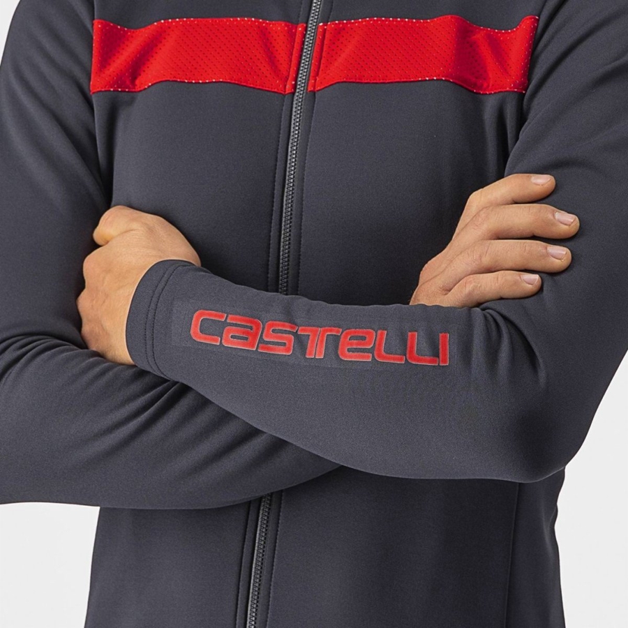 Camisa Castelli PURO 3 FZ Masculino Cinzentas Escuro Vermelhas | MSARU8341