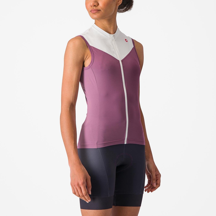 Camisa Castelli SOLARIS SLEEVELESS Feminino Roxo Escuro Branco | NLKEP5097