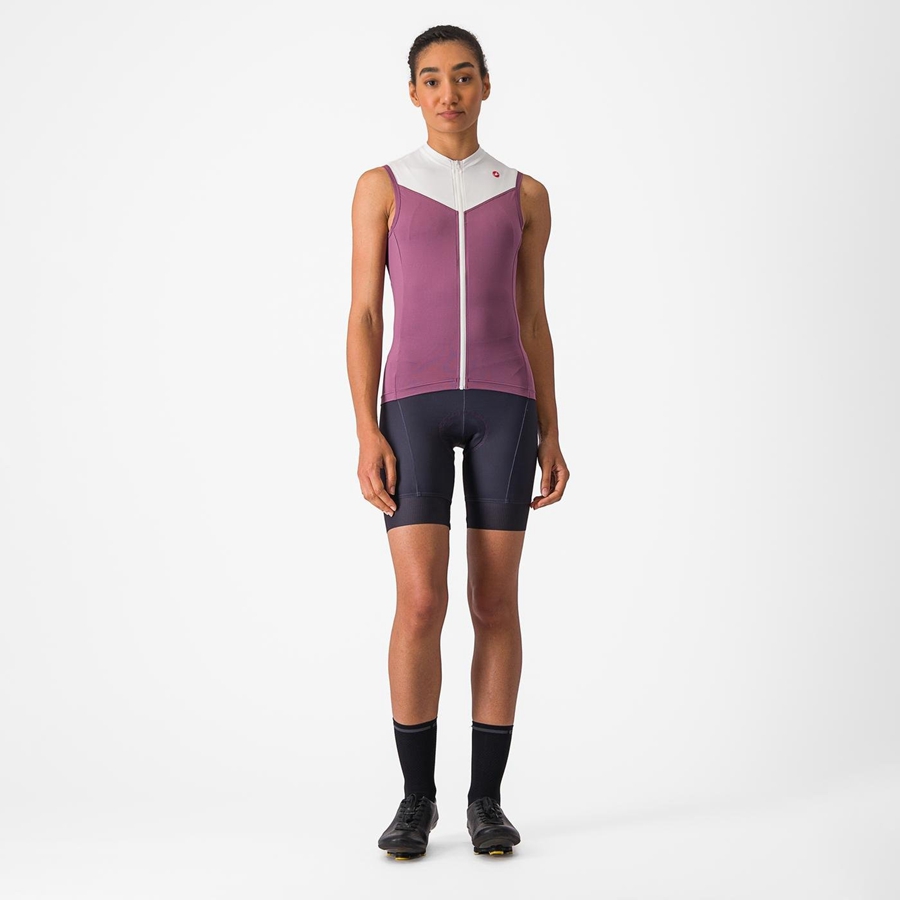 Camisa Castelli SOLARIS SLEEVELESS Feminino Roxo Escuro Branco | NLKEP5097