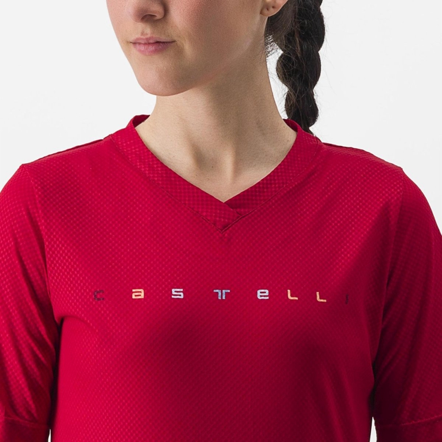 Camisa Castelli TRAIL TECH 2 W TEE Feminino Vermelhas Escuro | VKHPI8614