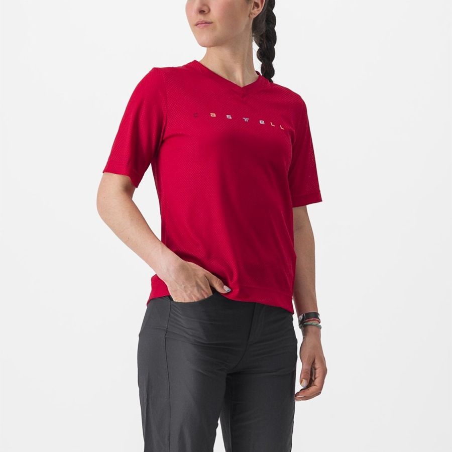 Camisa Castelli TRAIL TECH 2 W TEE Feminino Vermelhas Escuro | VKHPI8614