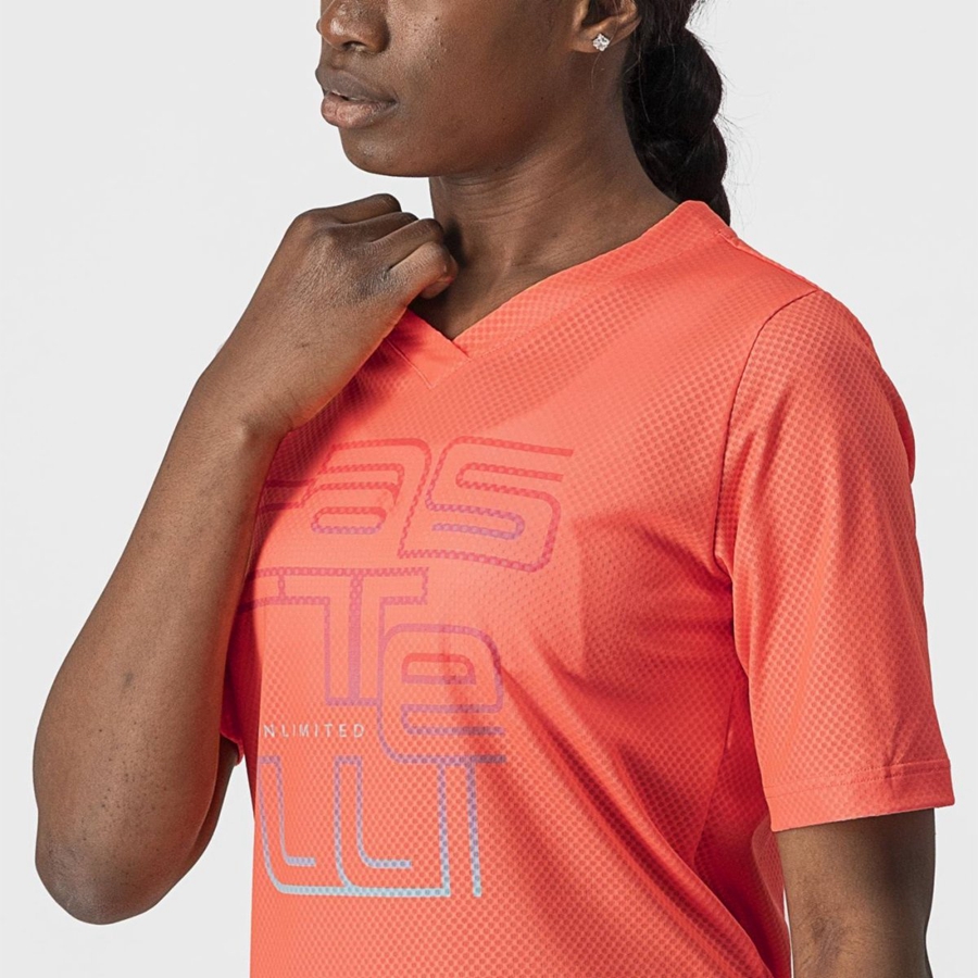 Camisa Castelli TRAIL TECH W TEE Feminino Coral | GWZUK3865