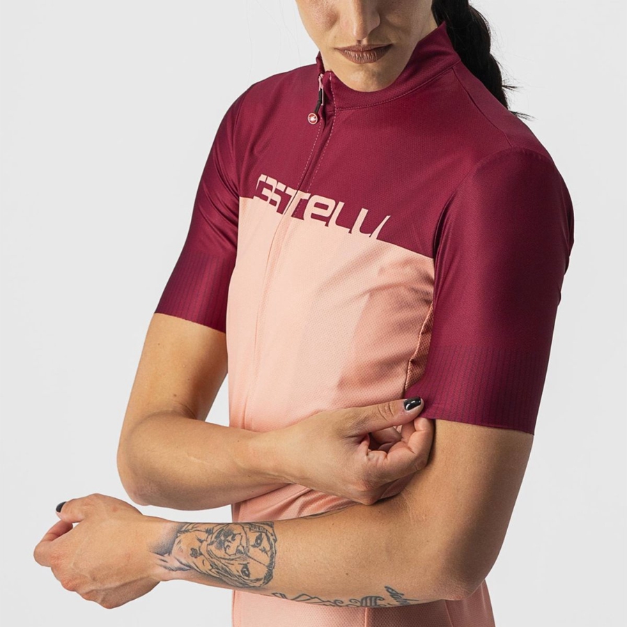 Camisa Castelli VELOCISSIMA Feminino Rosa Bordeaux | UYHCR5302