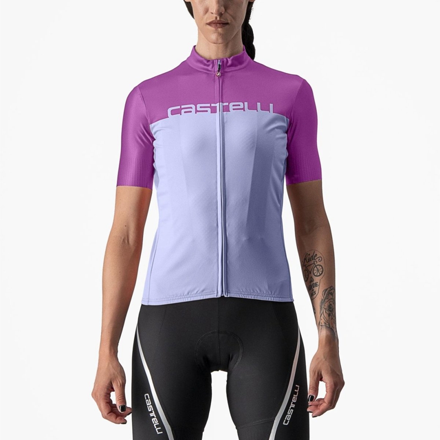 Camisa Castelli VELOCISSIMA Feminino Roxo Branco | CSFWR3628