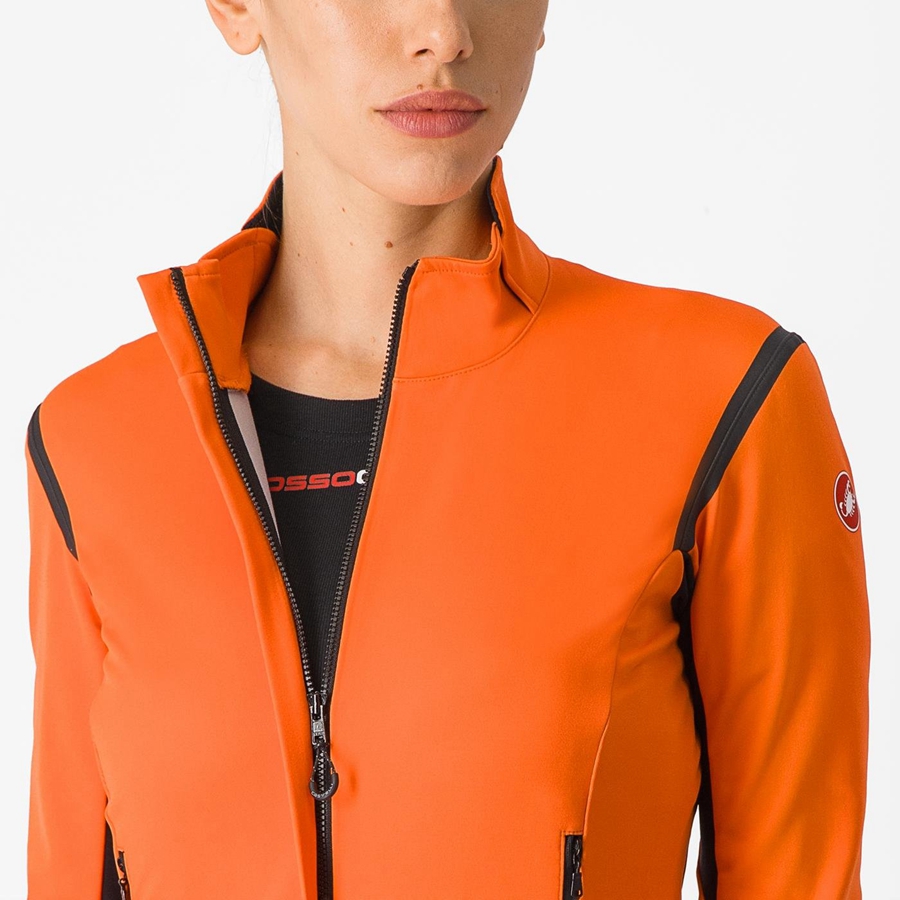 Casacos Castelli PERFETTO RoS 2 W Feminino Vermelhas Laranja Pretas | OHIVA9765