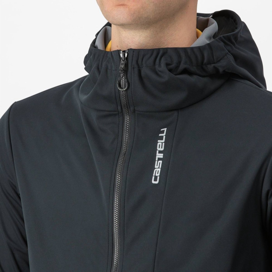 Casacos Castelli TRAIL HOODIE Masculino Pretas | LDBHY3851