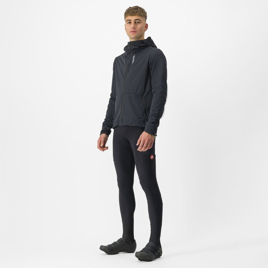 Casacos Castelli TRAIL HOODIE Masculino Pretas | LDBHY3851