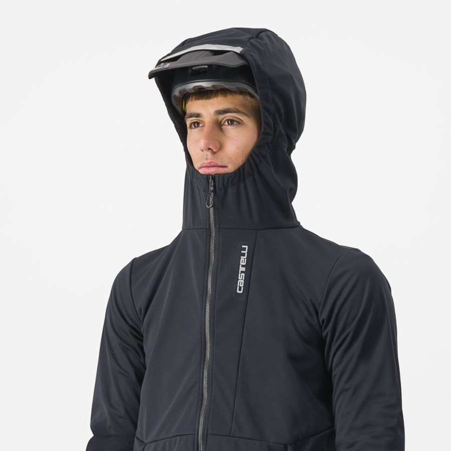 Casacos Castelli TRAIL HOODIE Masculino Pretas | LDBHY3851