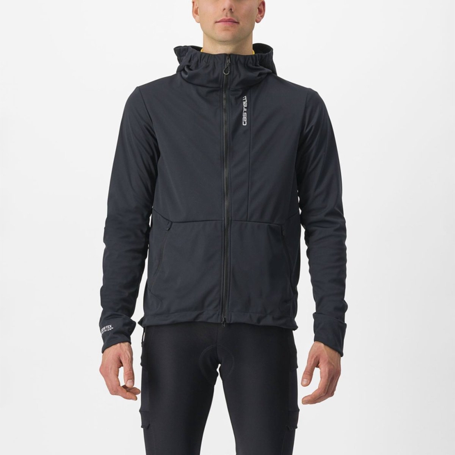 Casacos Castelli TRAIL HOODIE Masculino Pretas | LDBHY3851