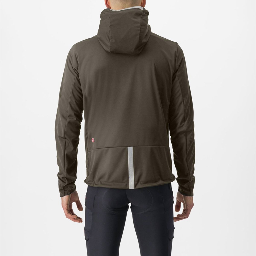 Casacos Castelli TRAIL HOODIE Masculino Verdes | NRJYD5920