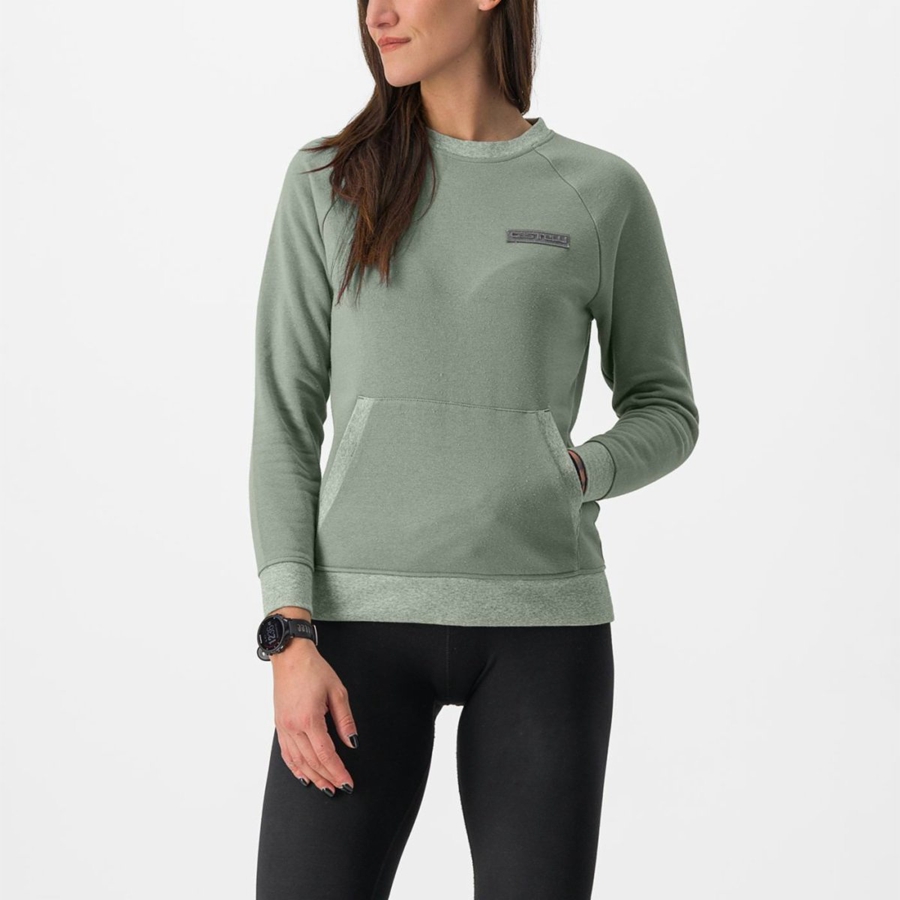 Casual Castelli LOGO W SWEATSHIRT Feminino Verdes | SLHRG3170