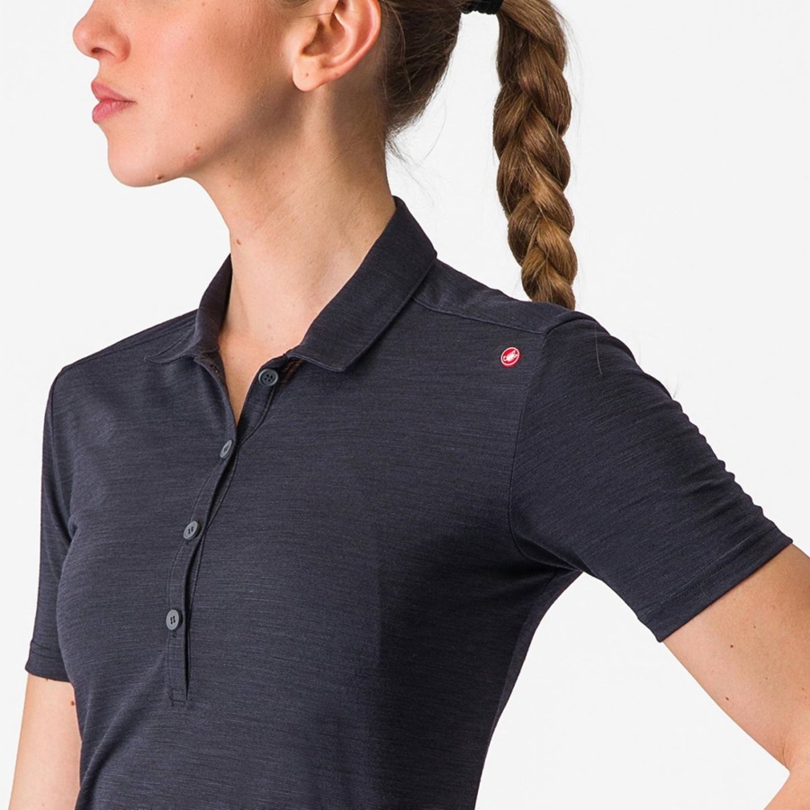 Casual Castelli MERINO W POLO Feminino Pretas | BQMKR0347