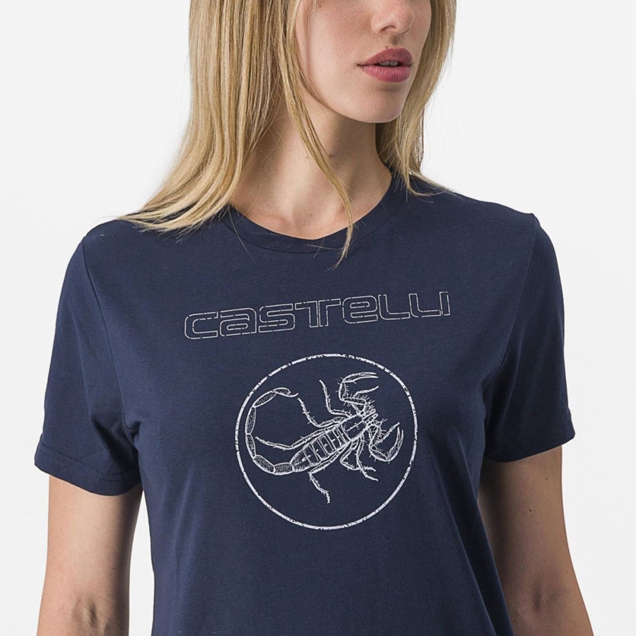 Casual Castelli PEDALARE TEE Feminino Azuis | RJQHV9413