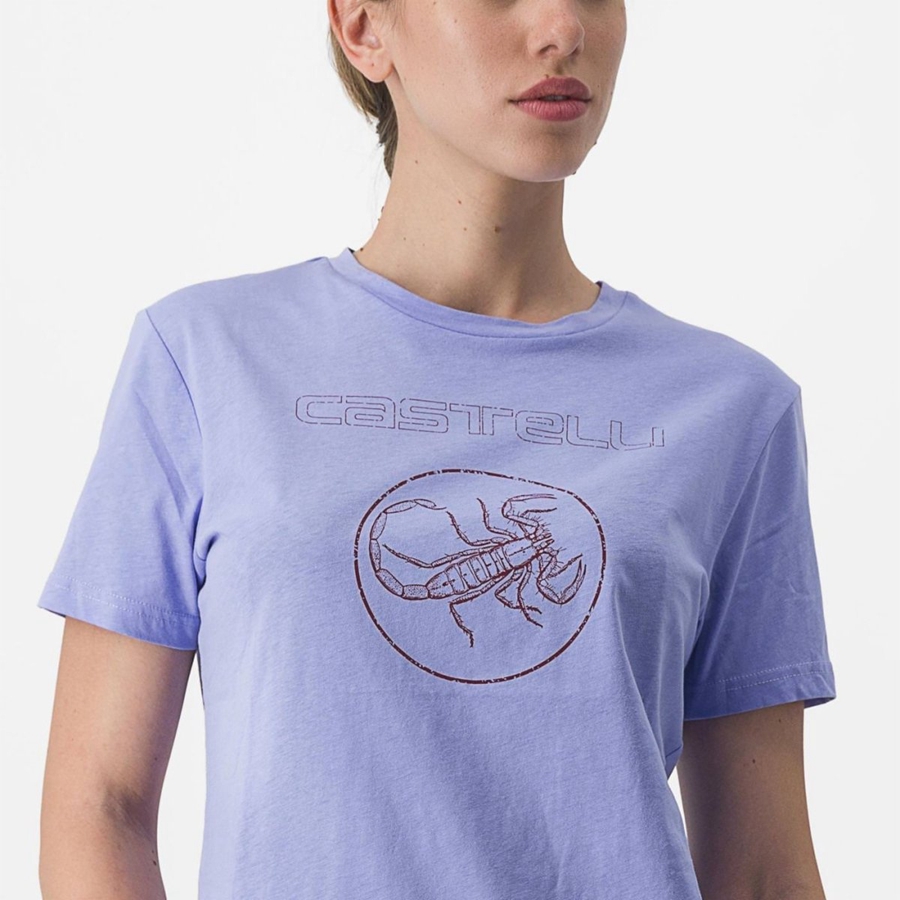 Casual Castelli PEDALARE TEE Feminino Roxo Branco | VHKQR4821