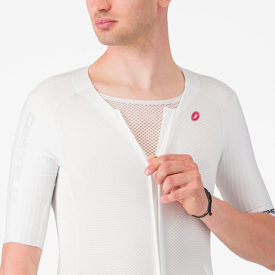 Fato De Velocidade Castelli SANREMO BTW X2 Masculino Branco Azuis | LKGJS5164