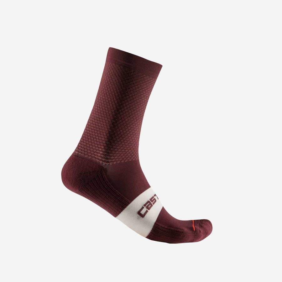 Meias Castelli ESPRESSO 15 Masculino Bordeaux Escuro | IQFWU0147